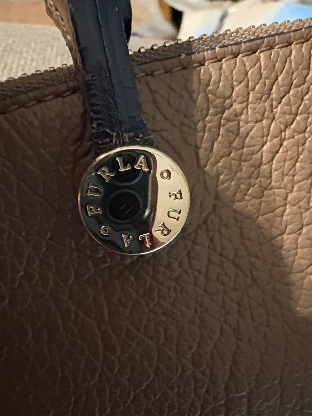 Furla Taupe Leather Satchel with Gold-Tone Charm - Picture 9 of 13